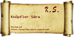 Knöpfler Sára névjegykártya